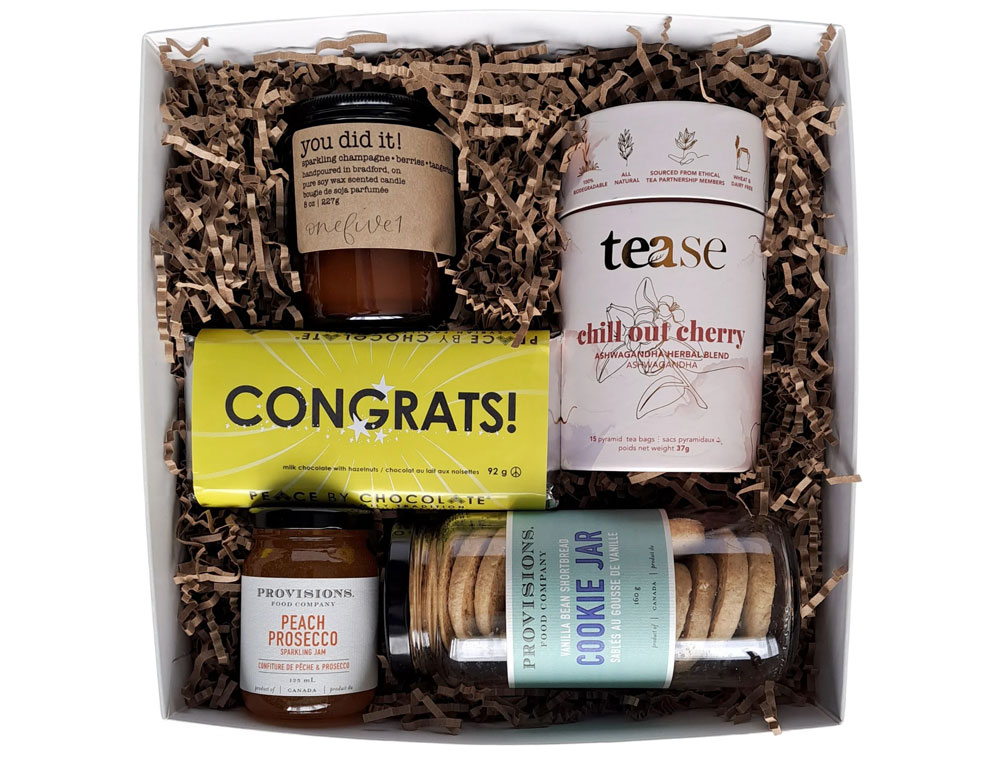 congrats box with Canadian products