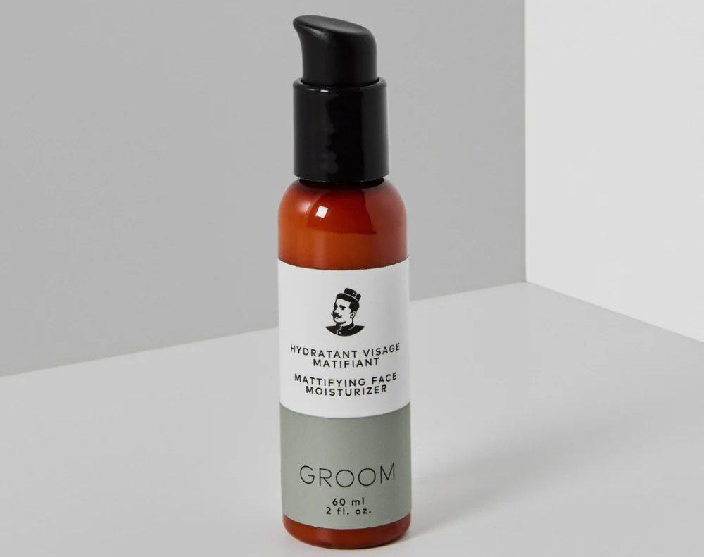 Mattifying face moisturizer for men by Groom, a Canadian company