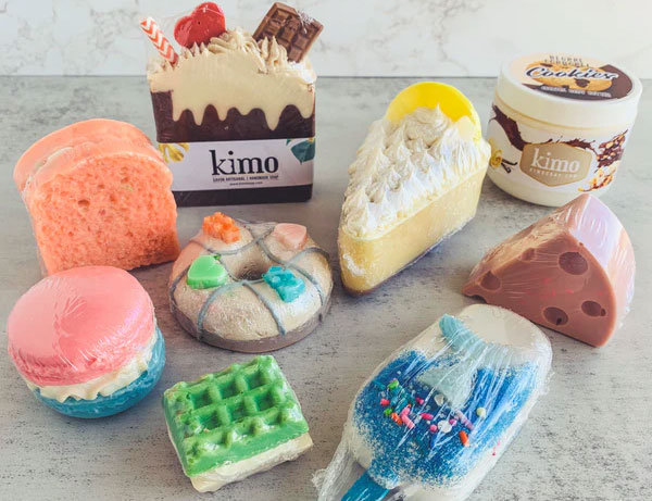 Box full of gourmet soaps from KIMO, a Canadian company