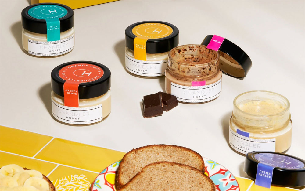Chandler Honey collection with small jars of Canadian honey