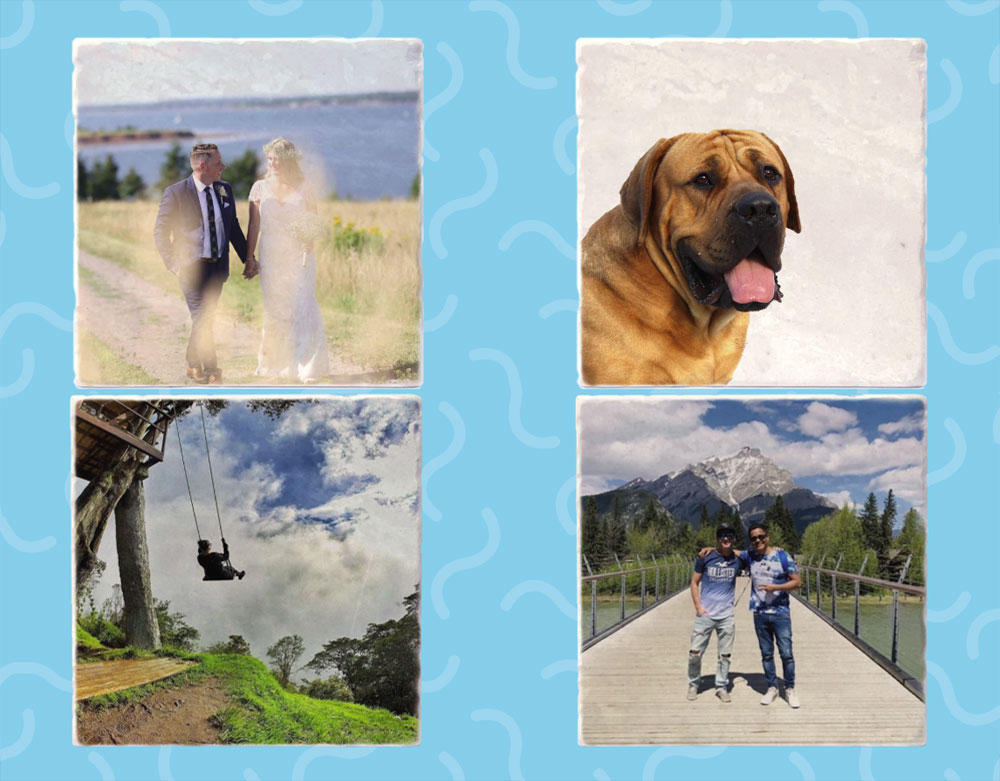 Custom photo coasters from a Canadian company